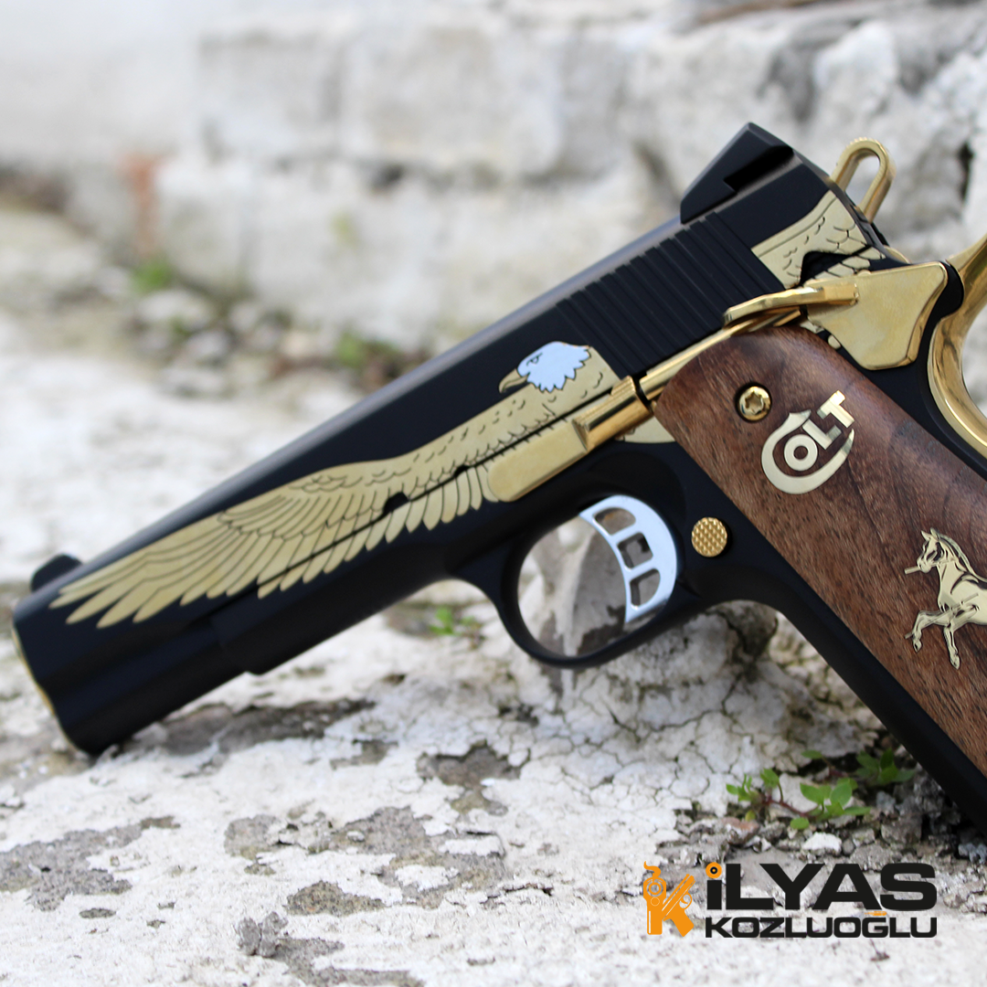 Colt 1911 Mat Siyah Kaplama & Kartal Gravür
