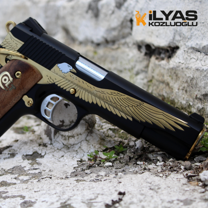 Colt 1911 Mat Siyah Kaplama & Kartal Gravür