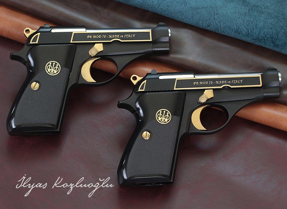 Beretta MOD70  Yanaklar Sarı Çerçeve Siyah Krom Kaplama