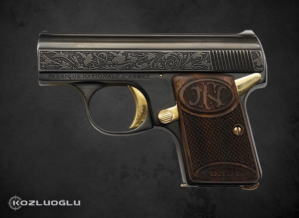 Browning Baby 6.35 Gravür & Mat Siyah Meneviş