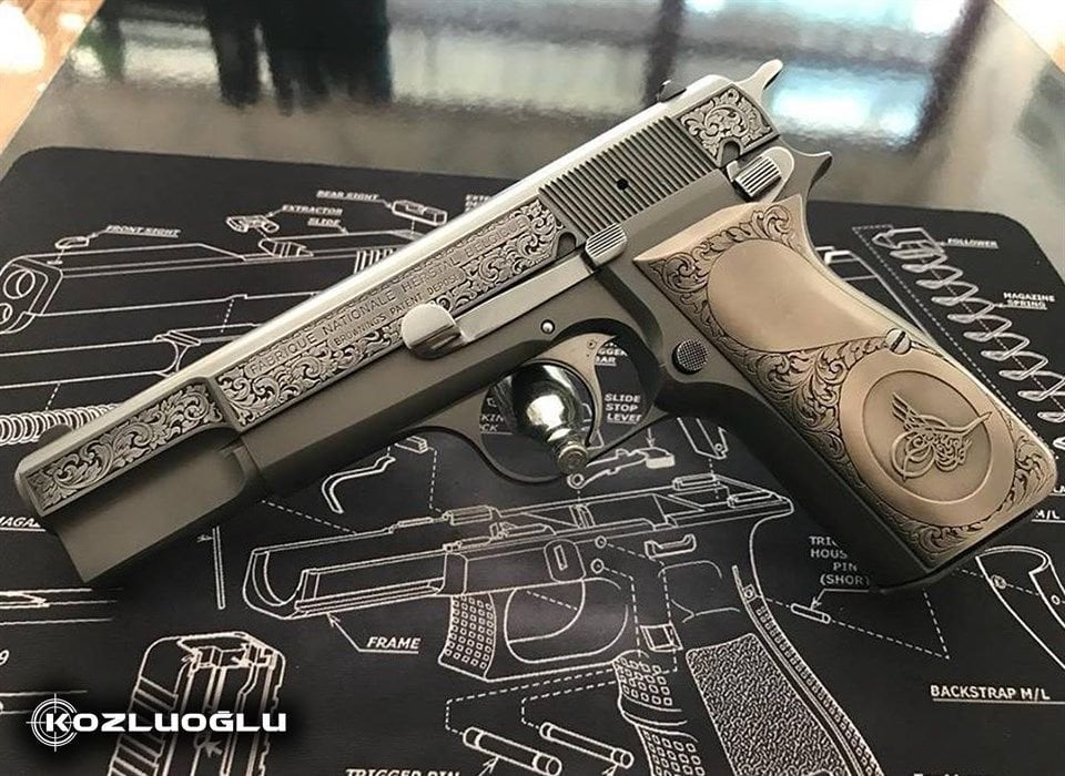 Browning HP Mat Beyaz Krom Kplama - Yanaklar Gravür