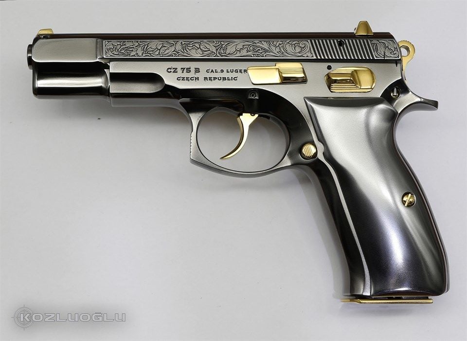 CZ 75 Yanaklar Çiçek Gravür - Füme Kaplama