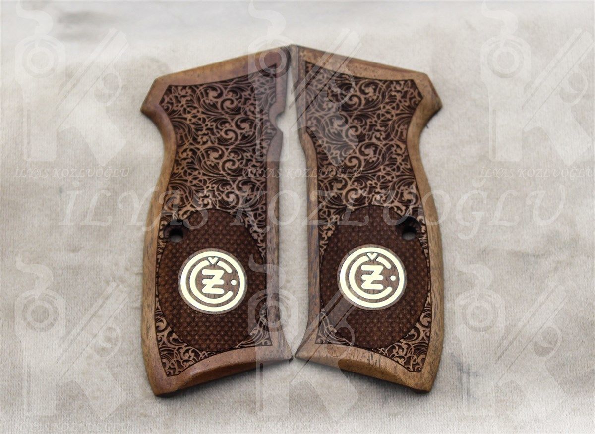CZ 75-85B Çiçek Desen Logolu Ceviz Kabza