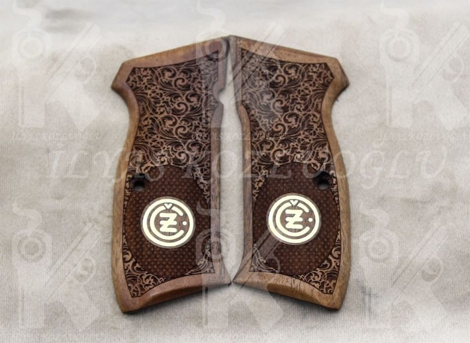 CZ 75-85B Çiçek Desen Logolu Ceviz Kabza
