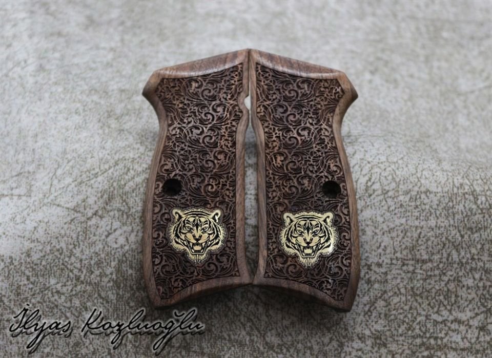 CZ 75-85B Kaplan Logolu Desenli Ceviz Kabza