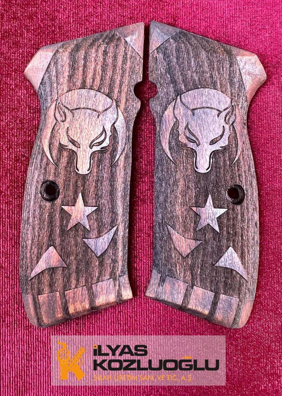 Cz 75B Tam Yüzey Kurt Kafası Ve Ay Yıldız Tasarımlı Ceviz Kabze