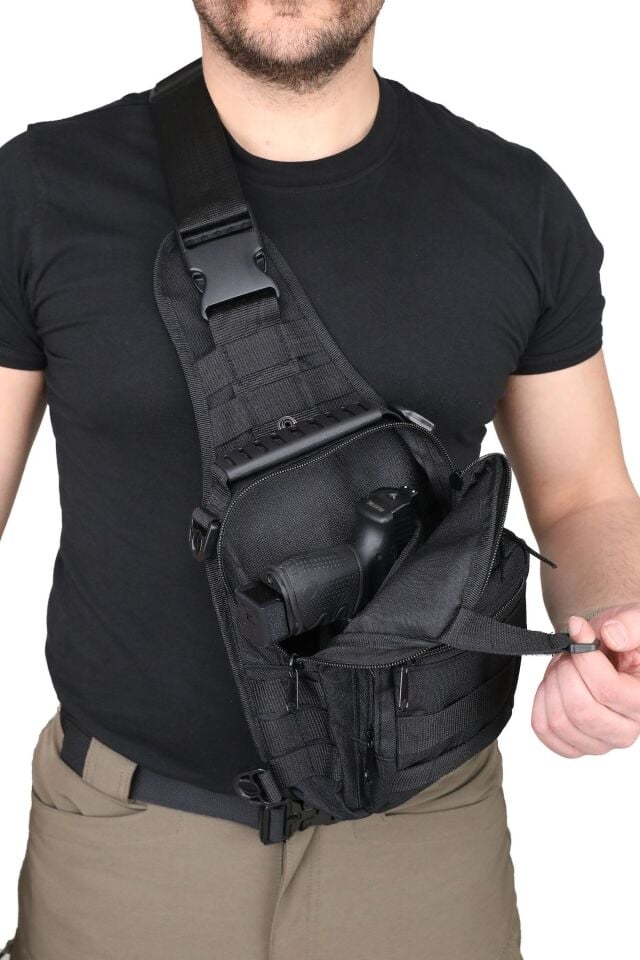 Black Grips Çok Amaçlı Taktik Özel Bölmeli Tabanca Taşıma Çantası Siyah