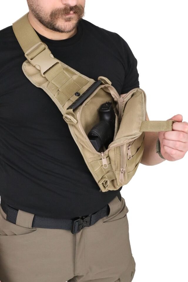 Black Grips Çok Amaçlı Taktik Özel Bölmeli Tabanca Taşıma Çantası Bej