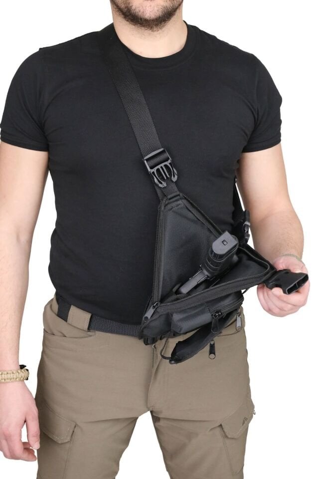 Black Grips Üçgen Çok Amaçlı Taktik Tabanca Taşıma Çantası Siyah