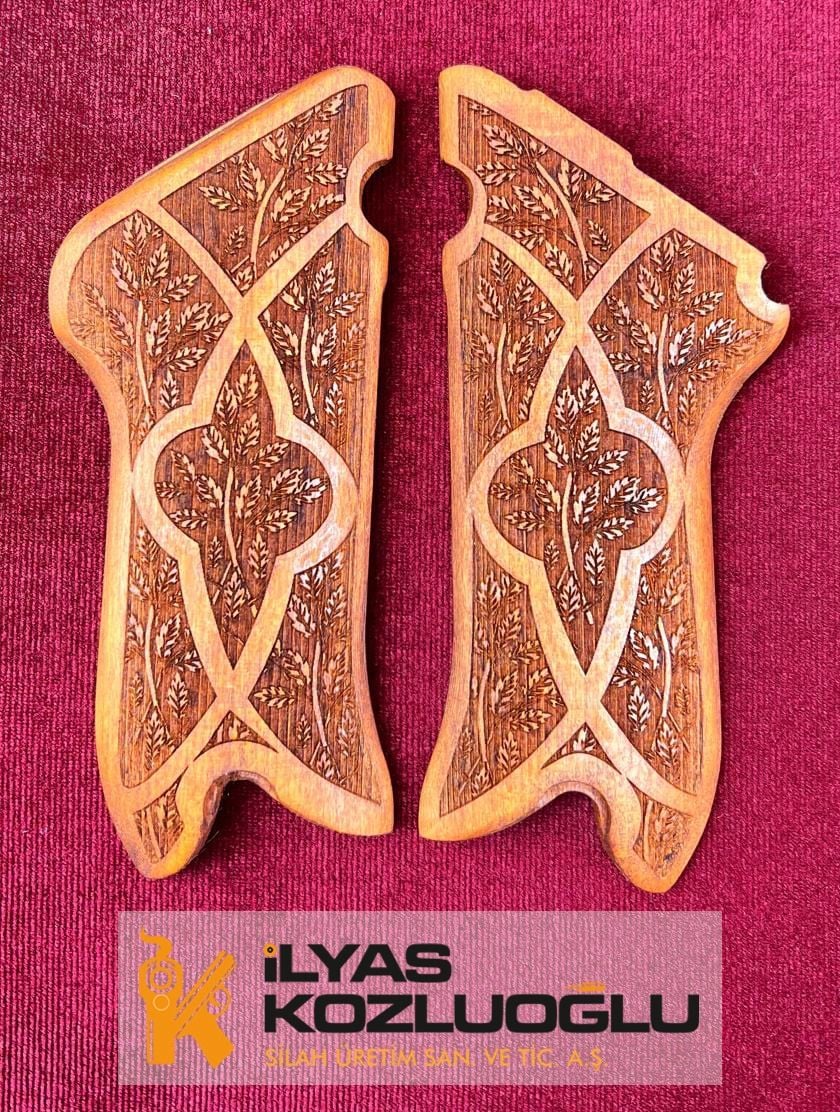 Parabellum Tam Yüzey Yaprak Desenli Ceviz Kabze