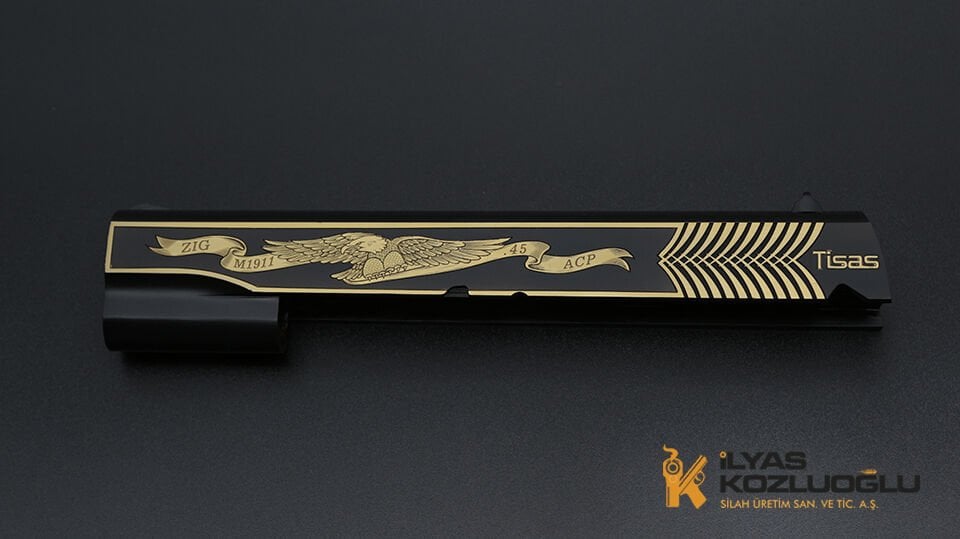 Tisaş ZIG M 1911 - Kartal ve Yeni Çekme Kertik Tasarım Gravürü - Mat Siyah Krom Kaplama