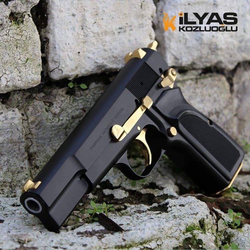Browning Mat Siyah Kaplama - Parlak Sarı Titanyum Parçalar