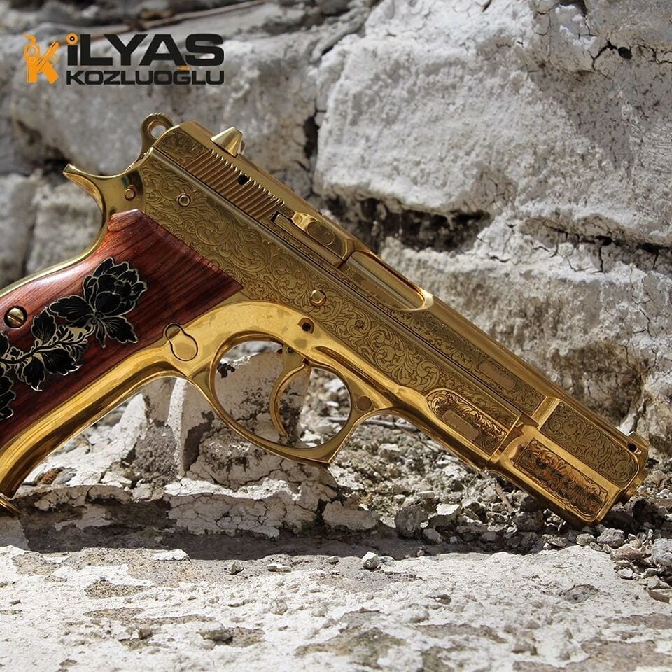 CZ 75B - Parlak Sarı Titanyum Kaplama - Full Gravür Desen