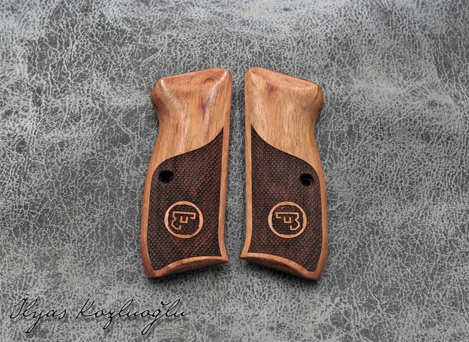 Cz 75-85b Yarım Baklava Desen Logosuz Gül Ağacı Kabza
