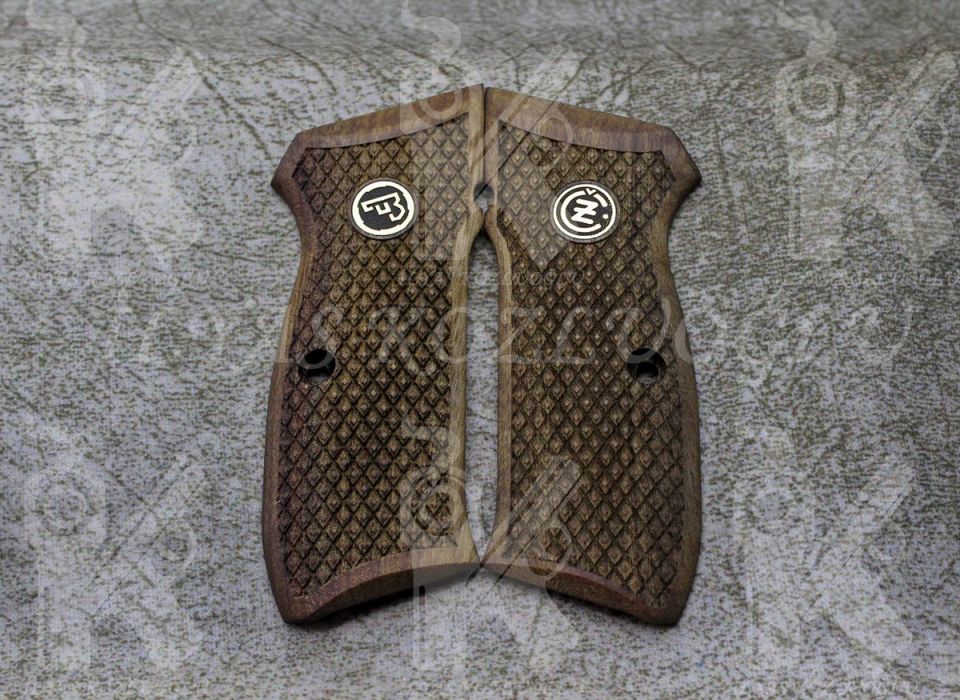 Cz 75-85b Tam Baklava Desen Beyaz(Gümüş Renk) Logolu Kök Ceviz Kabza